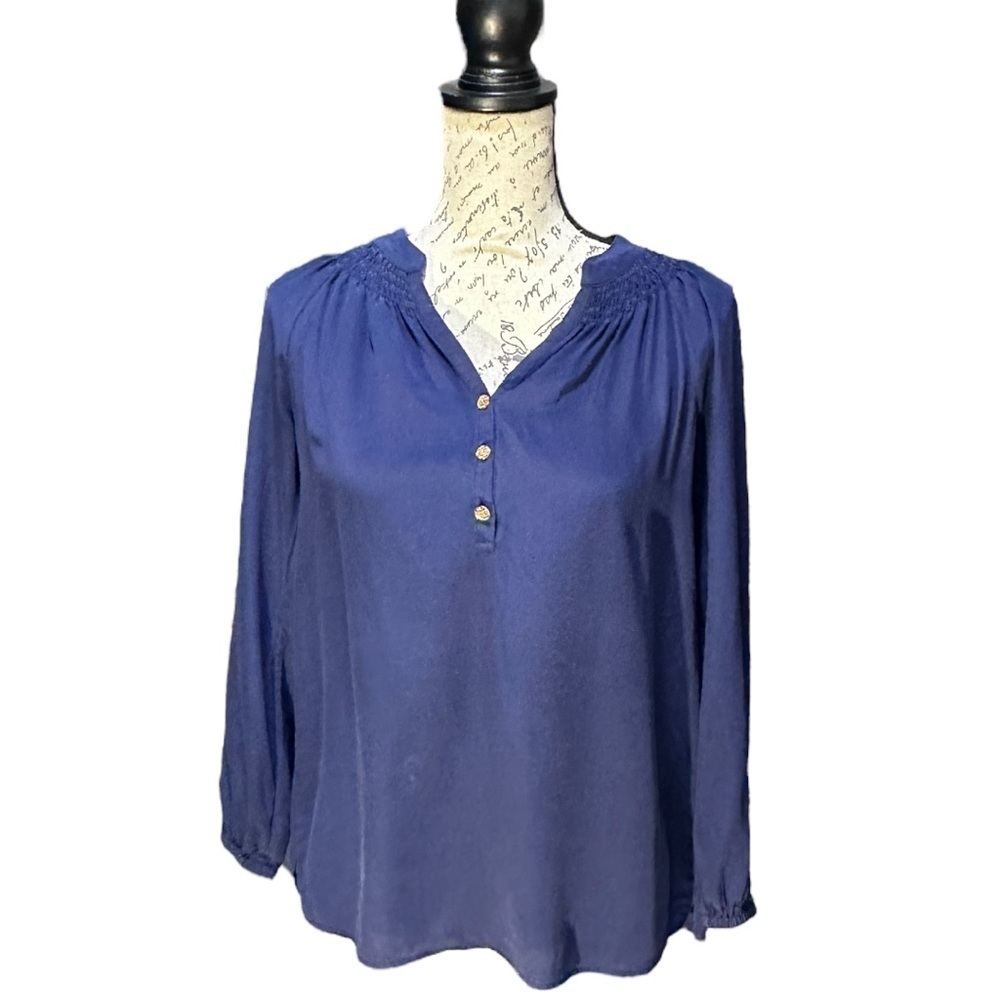 Lilly Pulitzer Elsa Silk Navy Blue Top Size XS